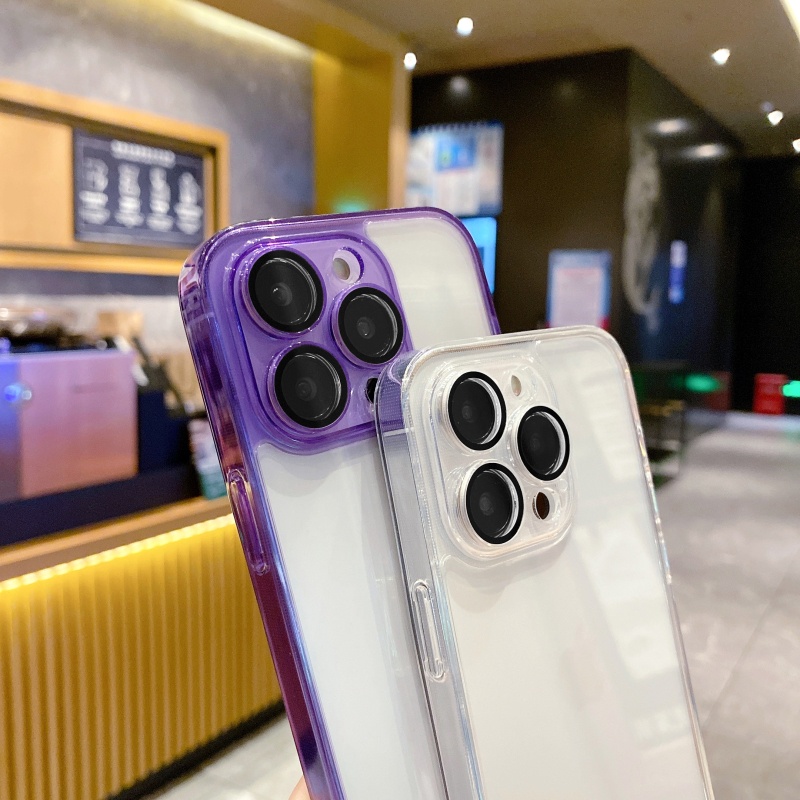Ốp Điện Thoại Mặt Kính Viền Dẻo Trong Suốt Chống Rơi Cho iPhone 14 13 12 11 Pro Max