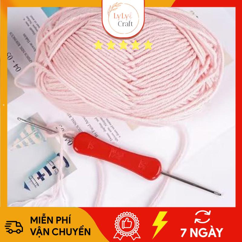 Kim móc len 2 đầu cán nhựa dành cho người mới bắt đầu , dụng cụ đan móc len phù hợp với dòng len milk cotton