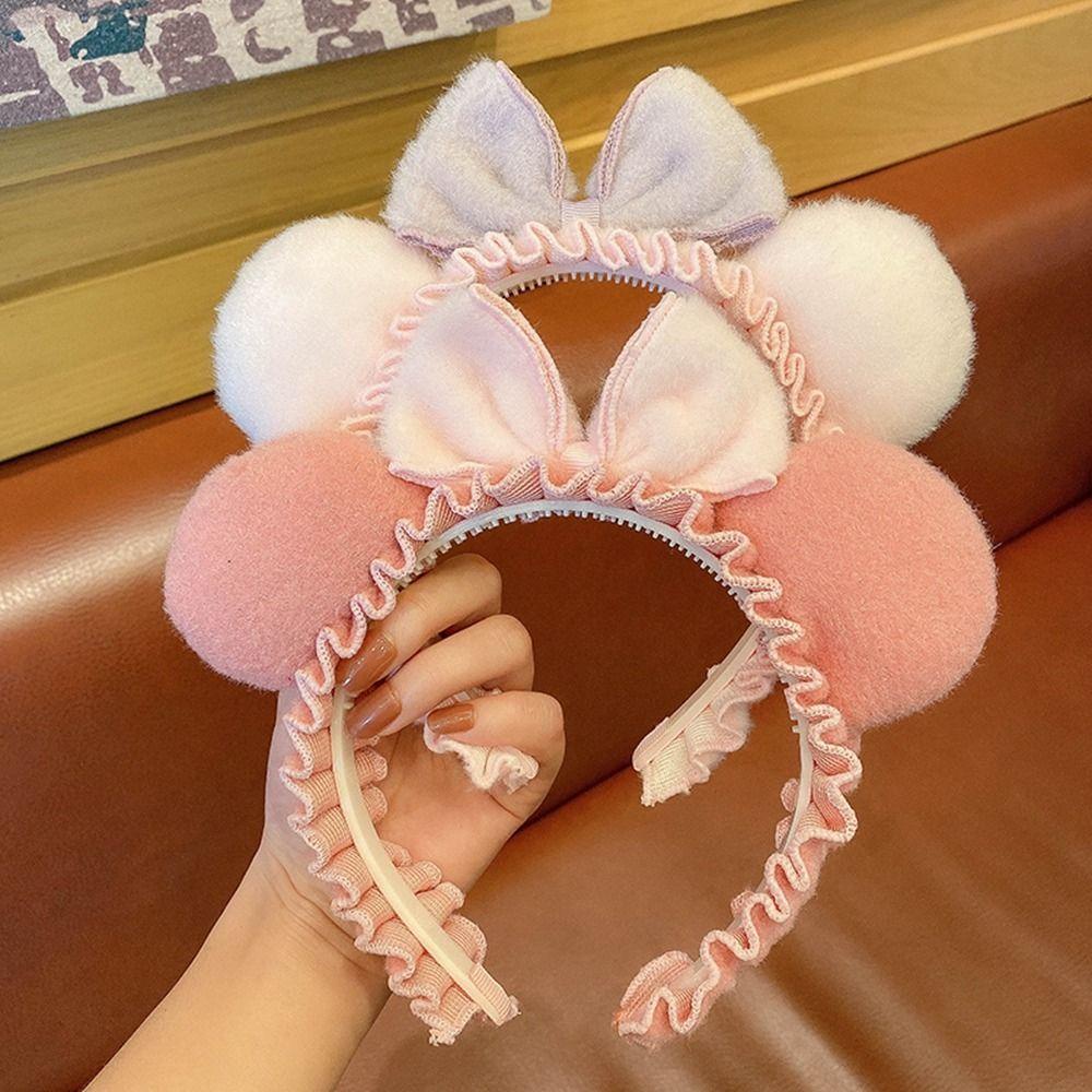 ANEMONE Băng Đô Cài Tóc Vải Bông Rộng Thắt Nơ Họa Tiết Hoạt Hình Sáng Tạo Thời Trang Cho Nữ