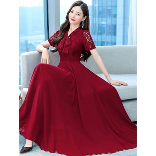ĐẦM MAXI XÒE PHỐI REN 2076