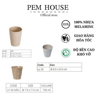 Ly Nhựa Melamine Màu Nâu Nhiều Size