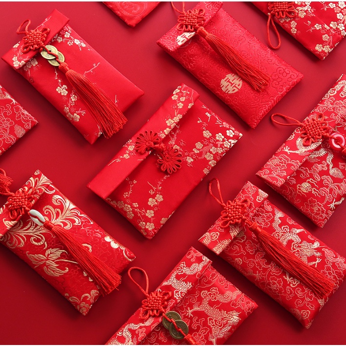 Bao lì xì giá sỉ vải gấm cao cấp hoa văn ngọc bội cưới hỏi, nạp tài, chúc Tết