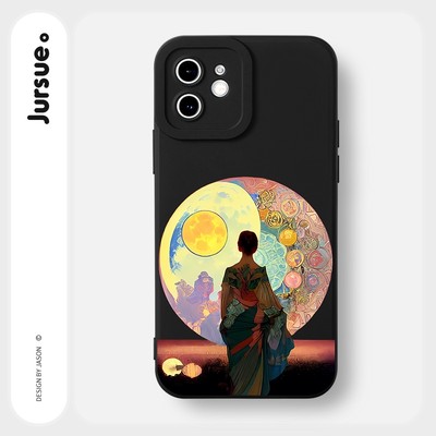 Ốp lưng JURSUE mềm chống bẩn hình độc lạ đen Cho iPhone 17 16 15 14 13 12 11 Pro Max SE 2020 X XR XS ip 8 7 Plus Y2620