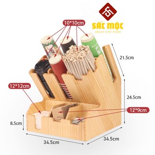 Kệ đựng ly cốc ly trà sữa, ly giấy, ly nhựa, đựng túi trà, đựng ống hút bằng gỗ thông cao cấp