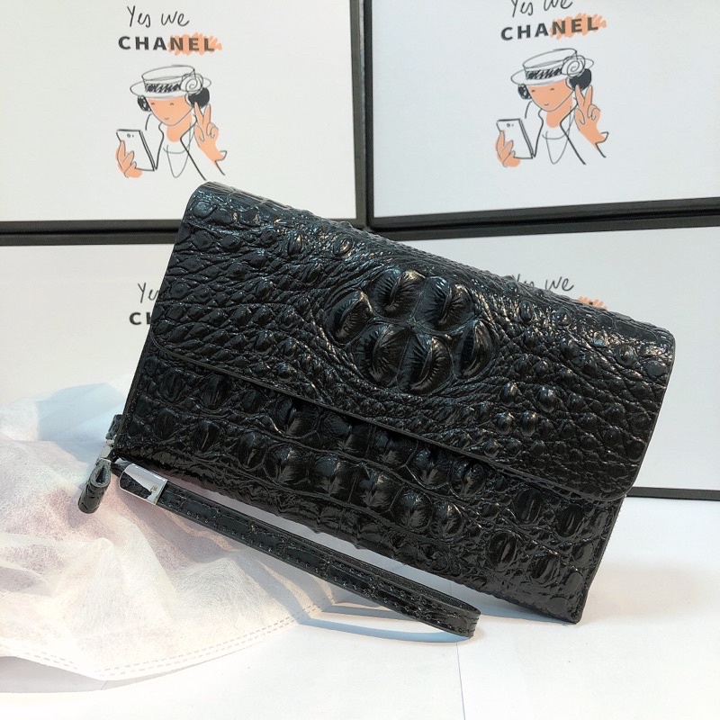 Ví Da Cầm Tay Bản 2 Khóa Chất Da Bò Dập vân cá sấu cao cấp