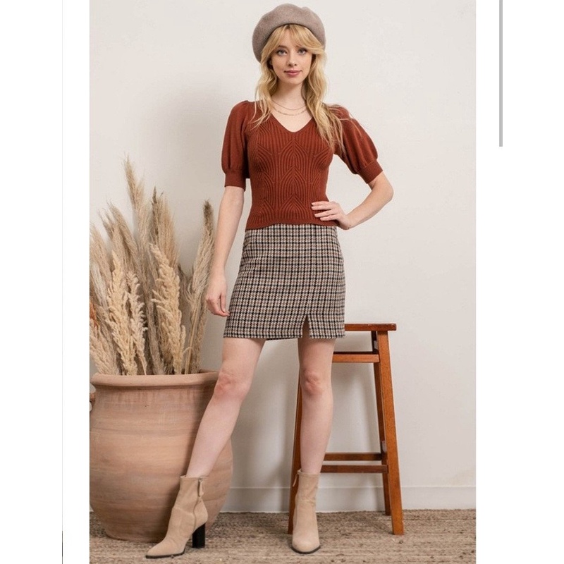 CHÂN VÁY DẠ CARO CỔ ĐIỂN BLU PEPPER VINTAGE - HỌA TIẾT SỌC CARO - Hàng Việt Nam Xuất Khẩu