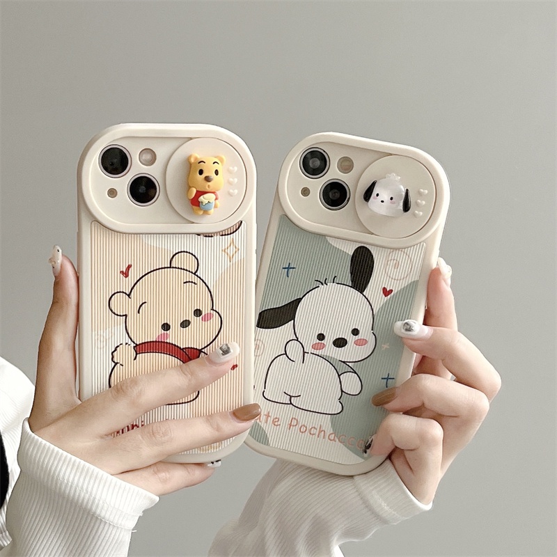 DISNEY Ốp Điện Thoại TPU Silicon Mềm Hình Cún Winnie Hoạt Hình 3D Cho iPhone 14 12 11 13 Pro Max 14 Plus
