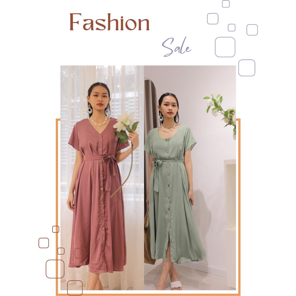 Đầm váy nữ dáng suông dài basic- màu hồng ruốc- hàng thiết kế cao cấp [XÍN - Fashion Design]
