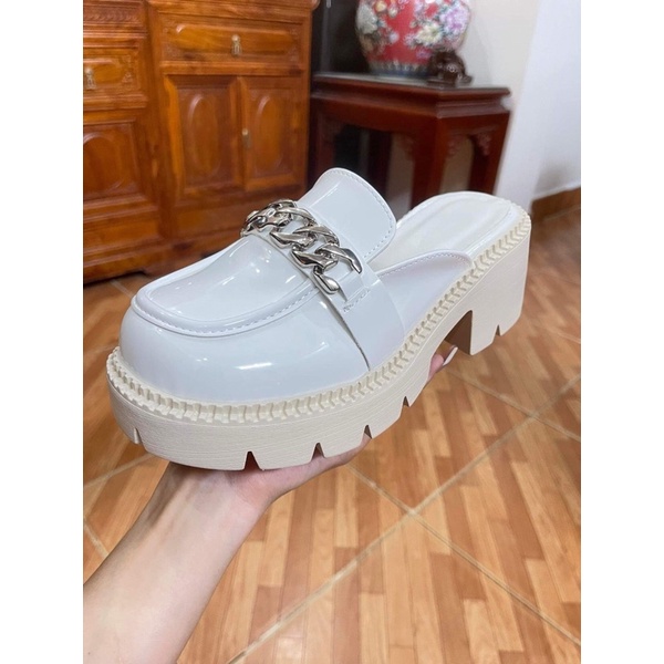 Giày Nữ Cao Gót Dạng Sục Form Dáng Oxford Độn Đế 5.5cm