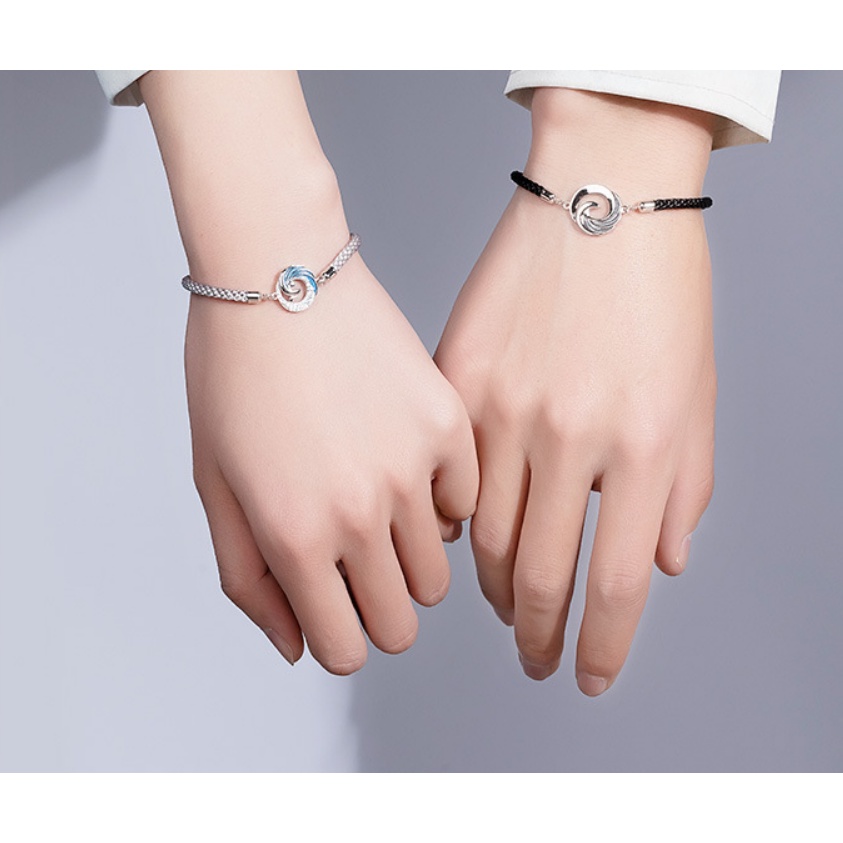Vòng Tay Dây Bện Đính Đá Zircon Cho Cặp Đôi Mate 925