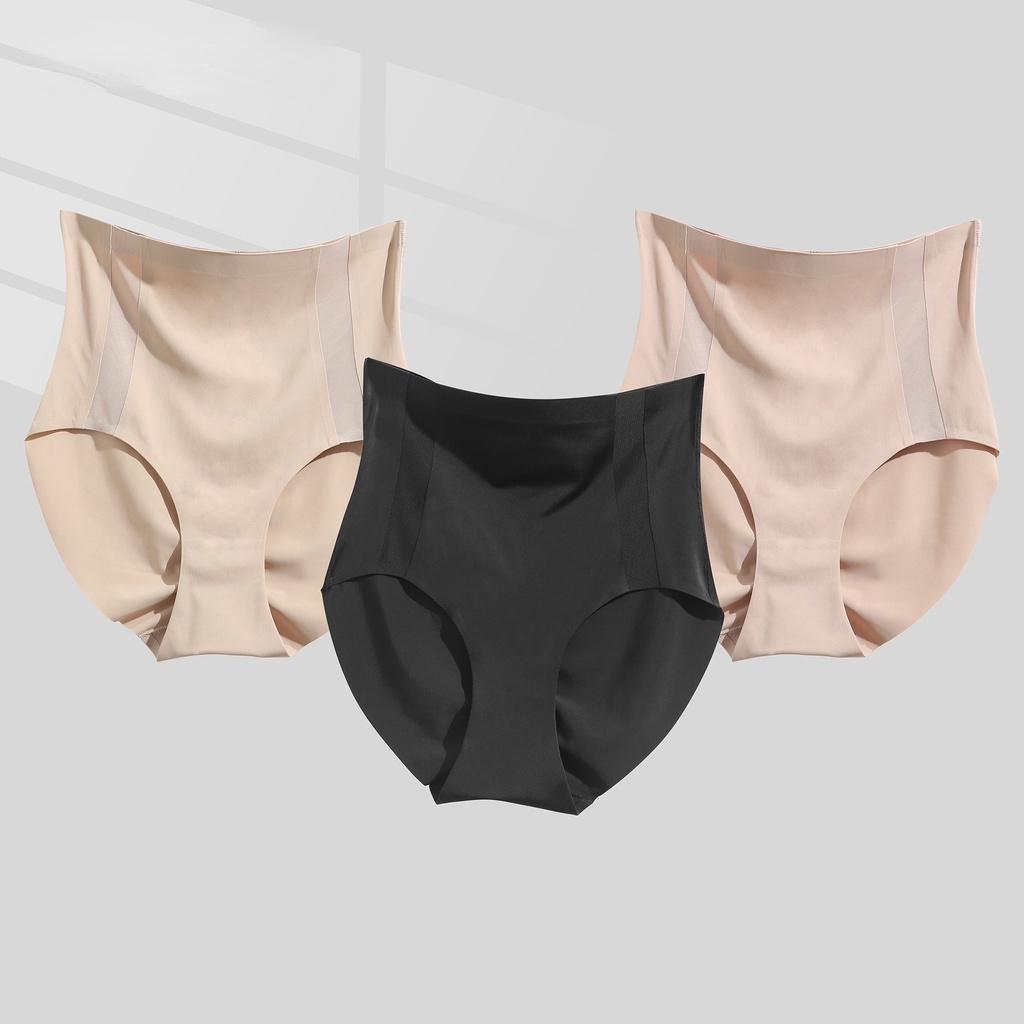 Quần Lót Lụa Không Đường May Lưng Cao Thoáng Khí Cho Nữ