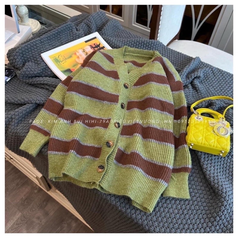 ÁO KHOÁC LEN CADIGAN MÀU NÂU RÊU