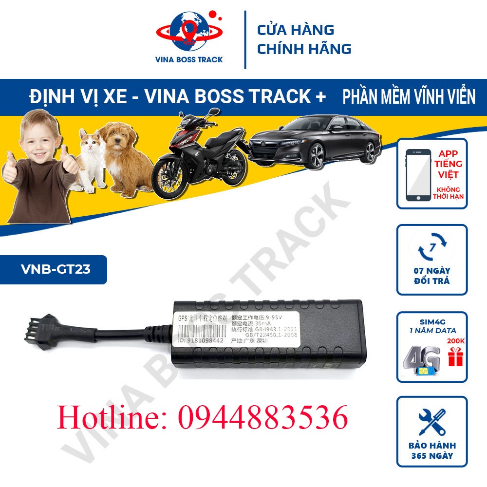 Thiết bị định vị, định vị xe máy TẮT XE QUA ĐIỆN THOẠI +PHẦN MỀM MIỄN PHÍ, bảo hành 12 tháng ưu đãi mua kèm sim 4G VNB23