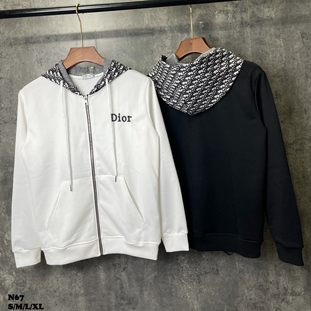 Áo khoác nỉ DI.OR Mũ Zip - Áo khoác khoá hoodie thêu chữ di.or vải nỉ da cá không xù hot 2022