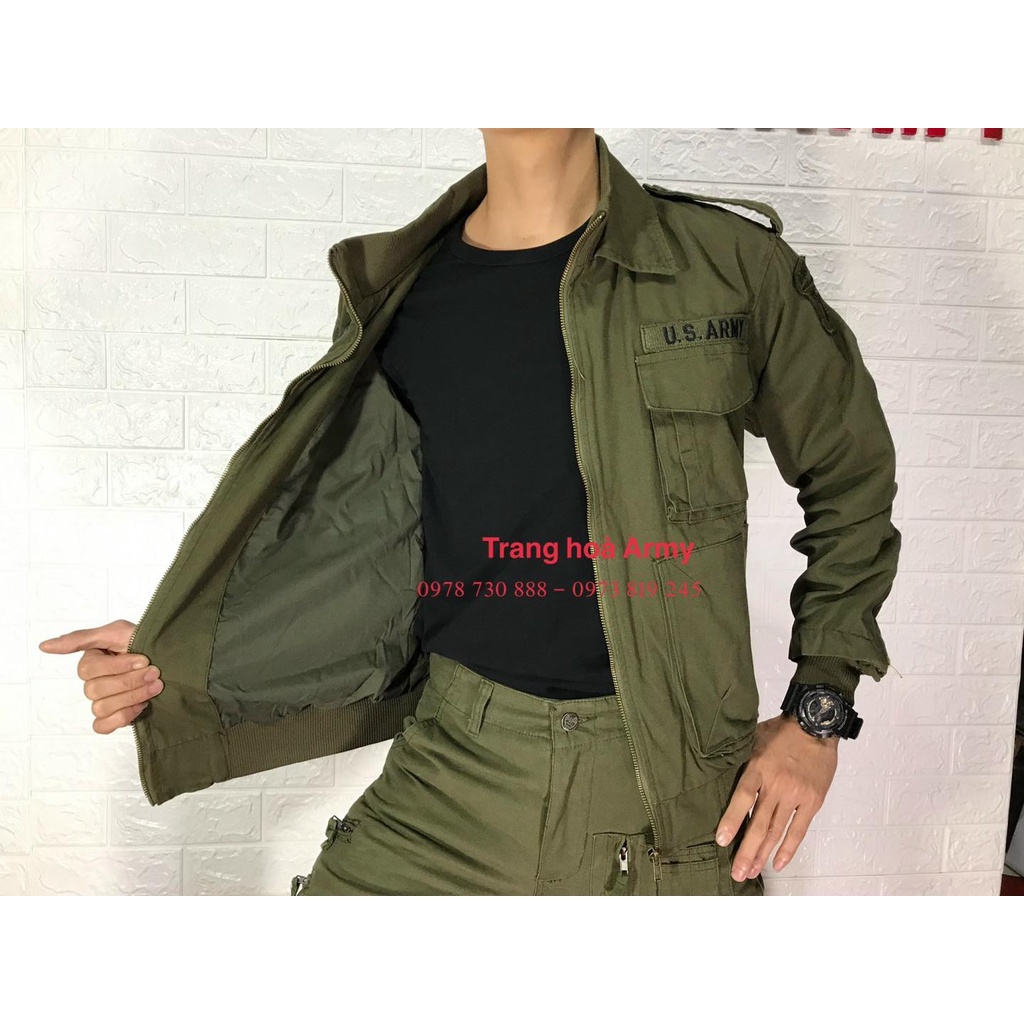 Áo Khoác Nam Chất Kaki Màu Xanh Lính US Arrmy