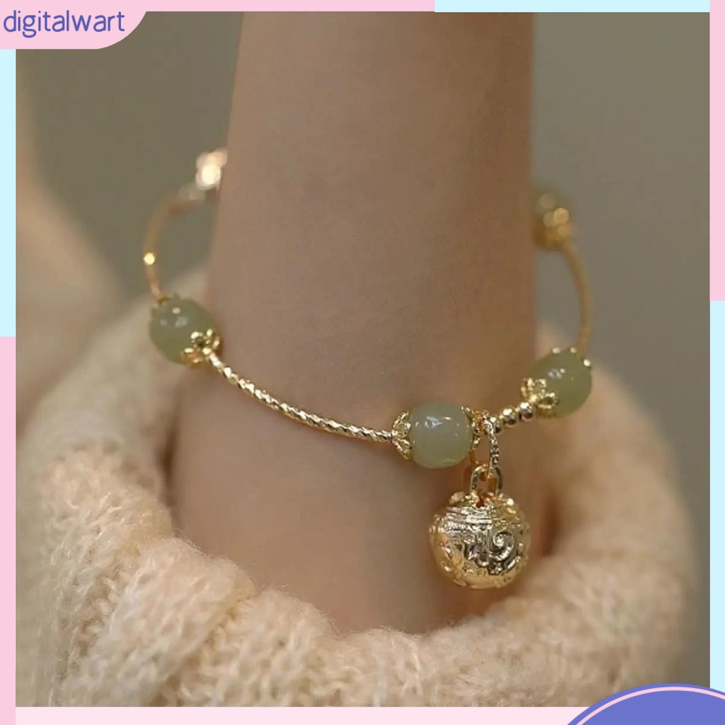 |Đào| Vòng Tay Chuỗi Hạt Đá Ngọc Bích Giả Phong Cách Vintage Thanh Lịch Dễ Phối Đồ Cho Nữ