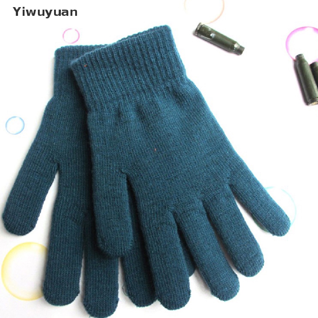 < Yiwuyuan > Mới Găng Tay Len Cashmere Dệt Kim Dày Dặn Giữ Ấm Ngón Tay Ngắn Cho Nam Nữ Trượt Tuyết