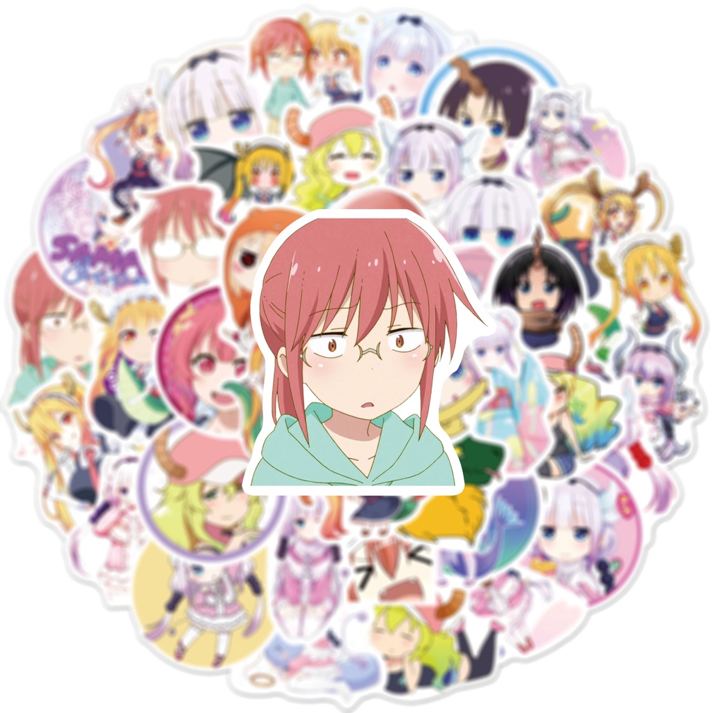 [Set 50 Cái] Sticker Anime Kobayashi-san Chi no Maid Dragon, Hầu gái rồng nhà Kobayashi dán trang trí  - DB.162