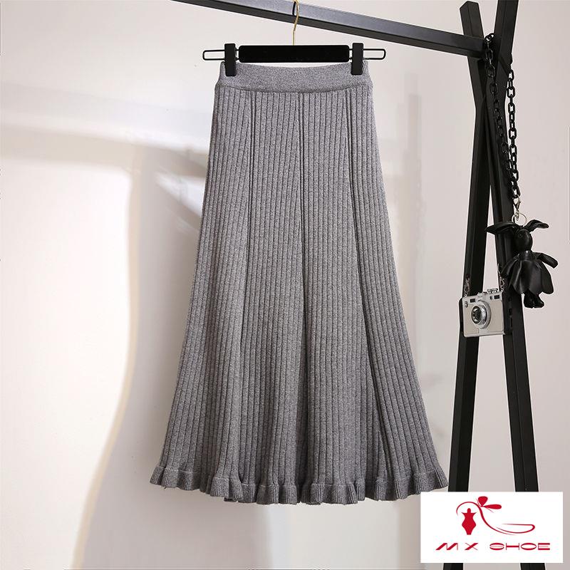 Chân Váy Len Dáng Chữ a Lưng Cao Phối Bèo Phong Cách Hàn Quốc Thời Trang Thu Đông 2022 Mới