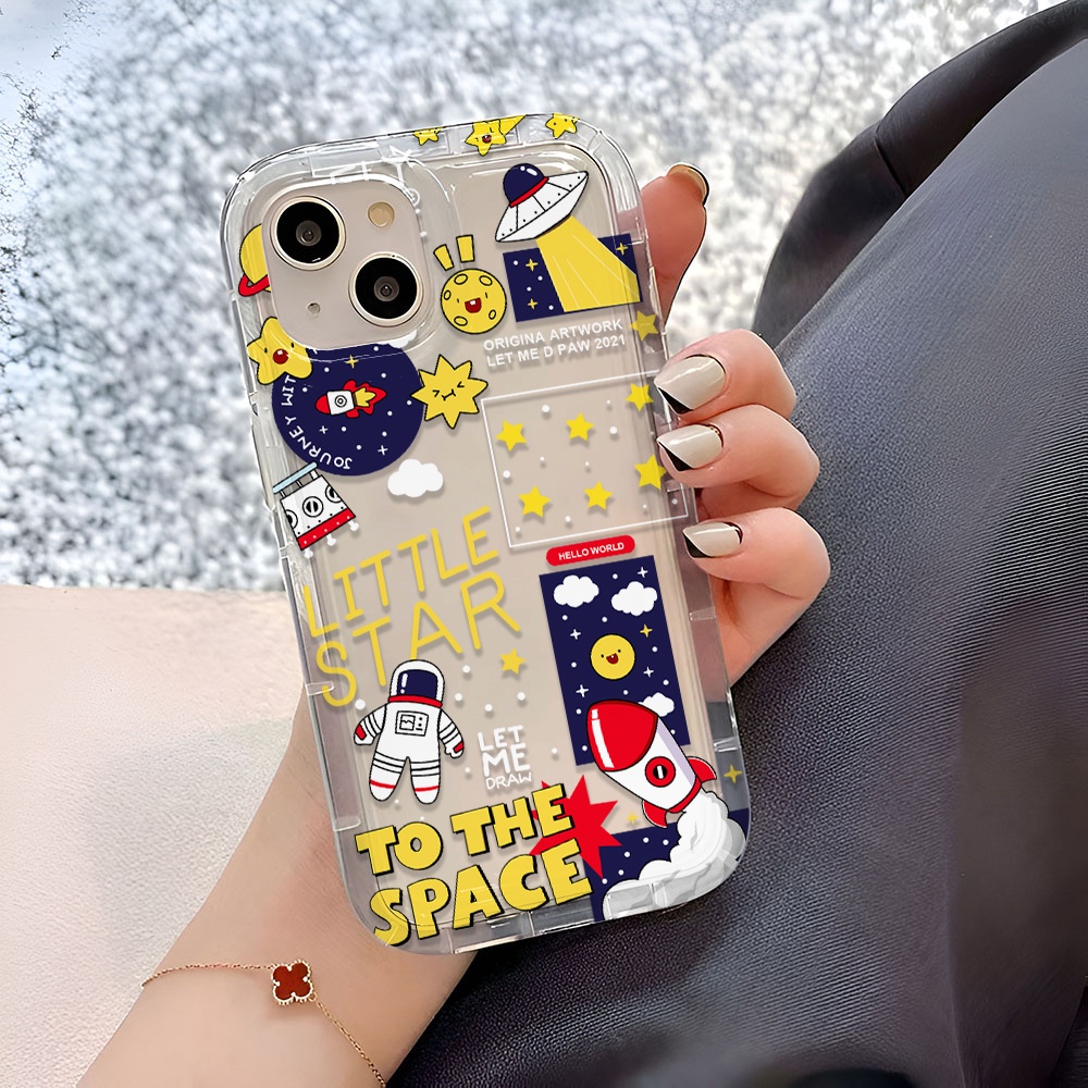 Ốp Điện Thoại Trong Suốt Hình Phi Hành Gia Cho iphone 14promax 11 13 12 7Plus X XS Max