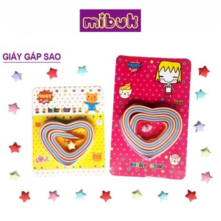Giấy gấp sao nhiều màu, giấy tốt, vỉ hình trái tim