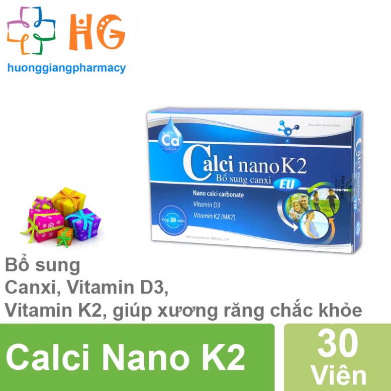 Calci Nano K2 bổ sung canxi vitamin D3 giúp xương răng chắc khỏe hỗ trợ làm giảm nguy cơ còi xương ở trẻ nhỏ -Chính Hãng