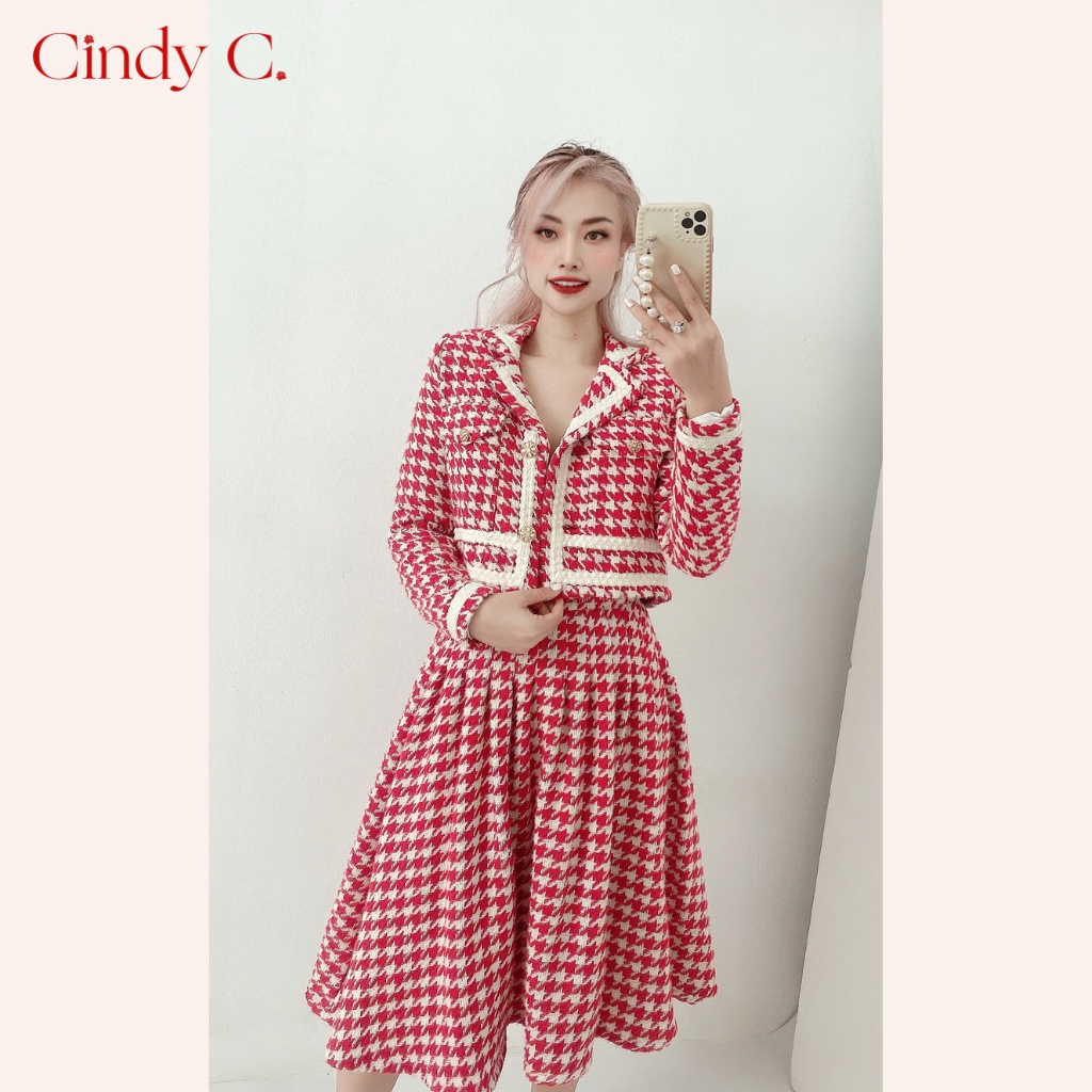 XẢ KHO!!! Áo Khoác Dài Tay Và Chân Váy Dài Rayna CINDY C Chất Liệu Tweed 863 / 228