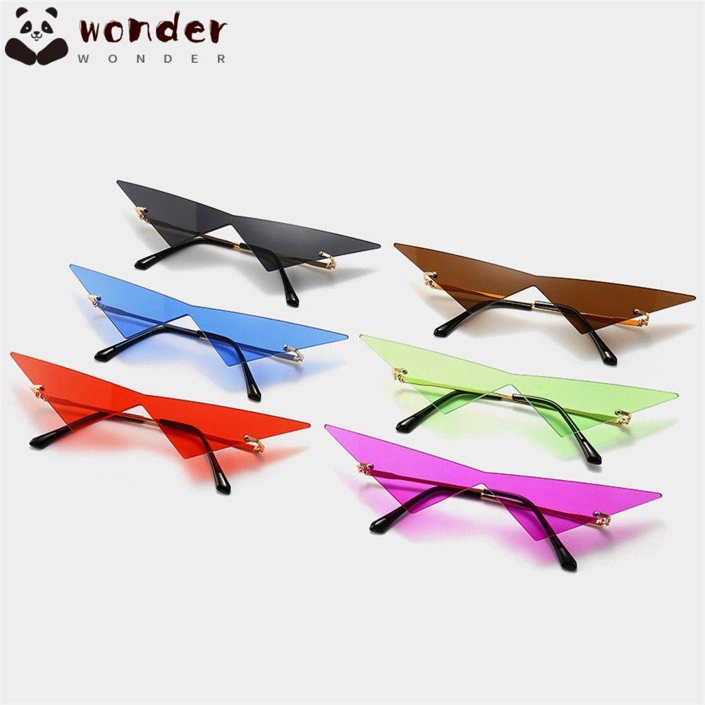 Kính Râm Nữ Oversize Chống Tia UV400 Hình Tam Giác Không Viền Họa Tiết One Piece