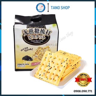 Bánh lạt ăn kiêng mè đen Soda Cracker 380g - Hongkong, ăn vặt ngon rẻ Sài Gòn