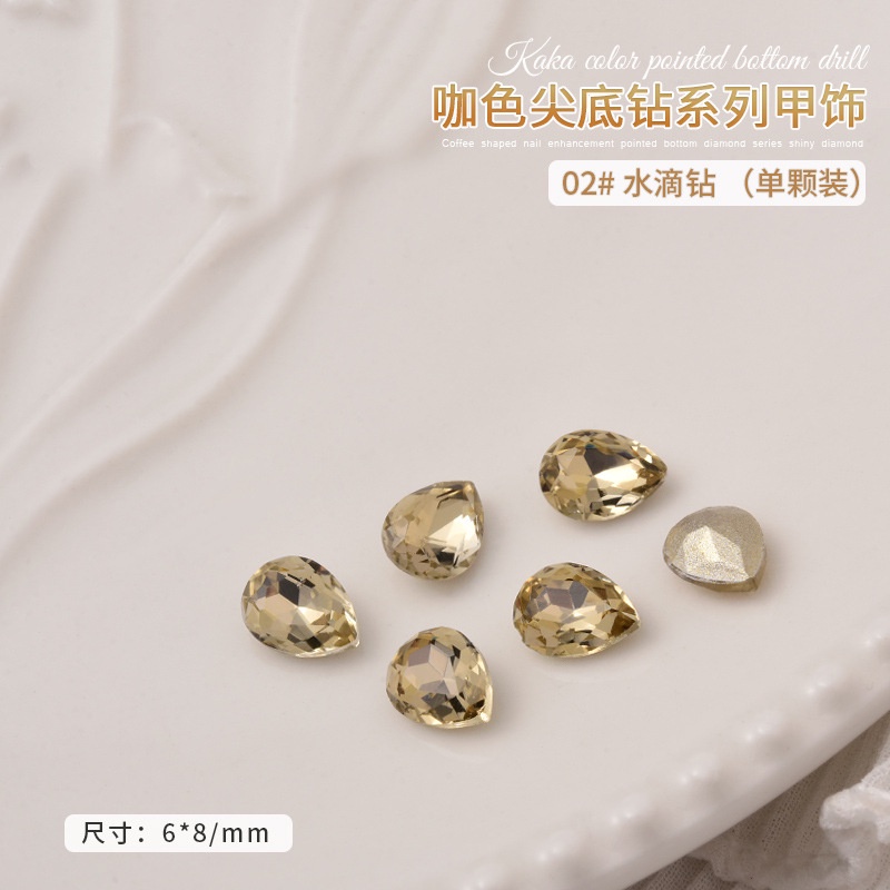 Set 10 viên đá pha lê K9, đá khối pha lê màu vàng nâu, nhiều hình dạng trang trí móng tay nghệ thuật