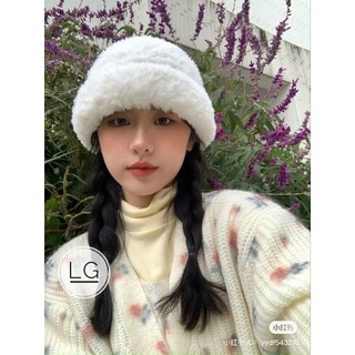 Mũ len lông xù xắn vành
