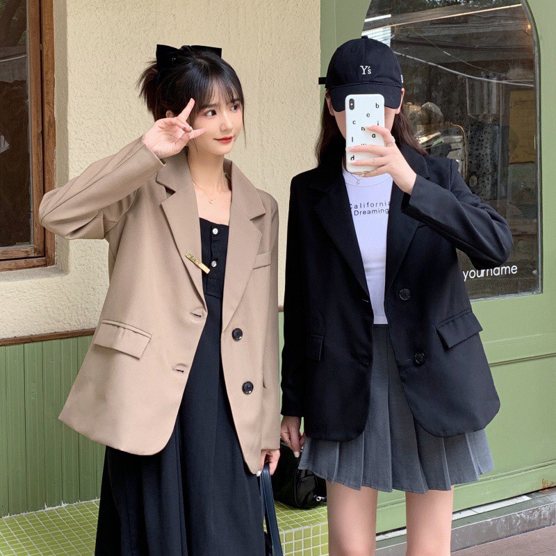 Áo blazer size XS form nhỏ màu nâu tây kiểu dáng Hàn Quốc