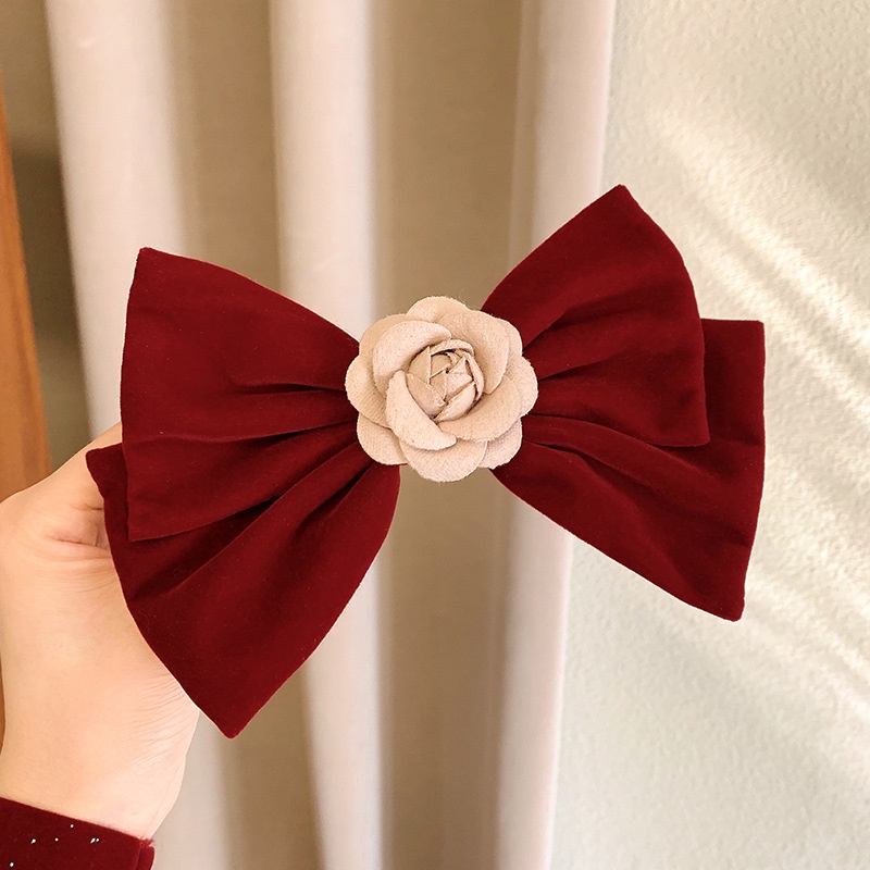 Kẹp Tóc Hình Nơ Đỏ Mừng Năm Mới Thời Trang Mùa Thu Đông