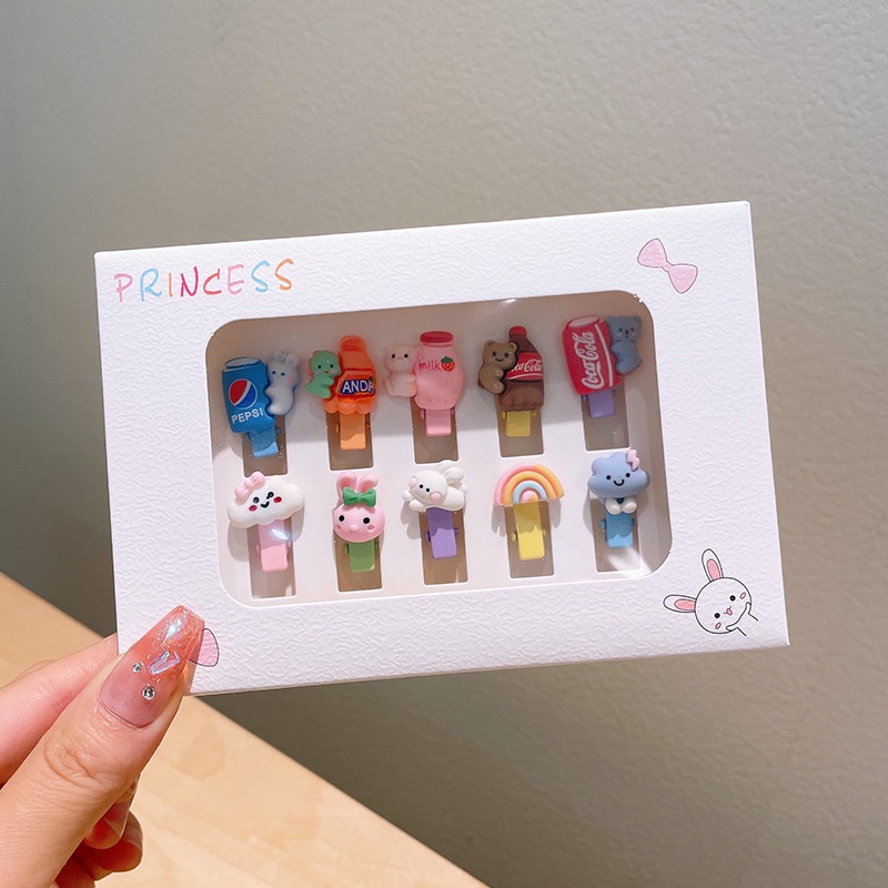 Bộ Kẹp Tóc Mini Họa Tiết Hoạt Hình Dễ Thương Cho Bé Gái