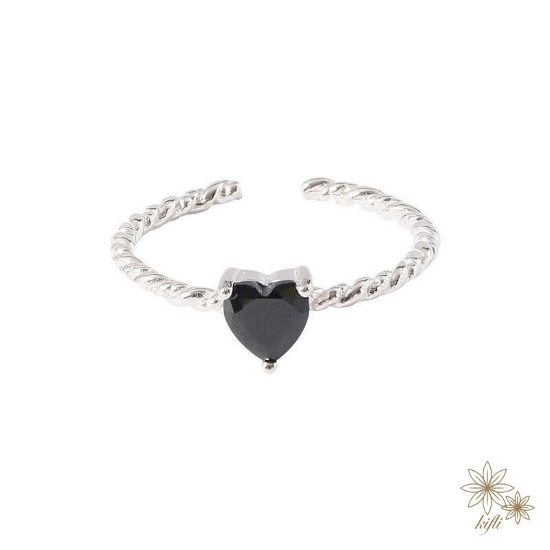 Nhẫn Thiết Kế Xoắn Hình Trái Tim Đính Đá Zircon Sang Trọng Thời Trang Cá Tính Dành Cho Nữ