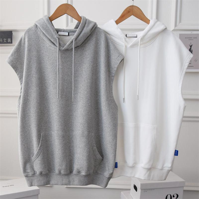 [Plus Size] (40-150kg) Áo Hoodie Không Tay Dáng Rộng Phong Cách Thường Ngày Cho Nữ