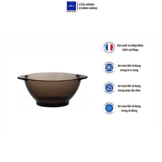 Bộ 2 tô có tay cầm tủy tinh cường lực Pháp Duralex Lys Nâu khói Creole 13.5cm [Chính Hãng]
