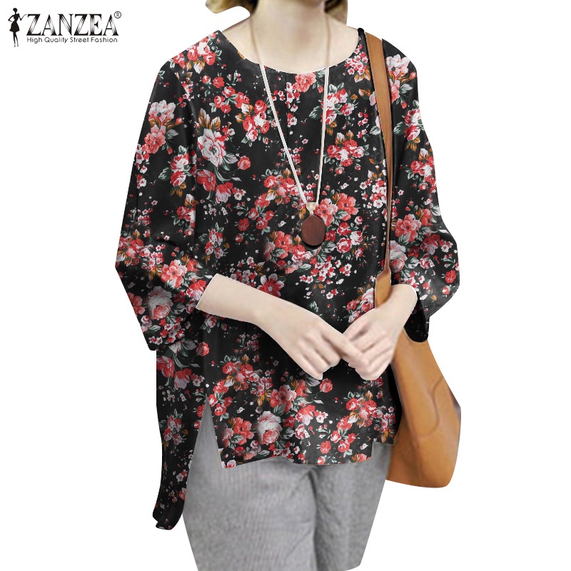 Áo kiểu ZANZEA in hoa cổ tròn thời trang cho nữ