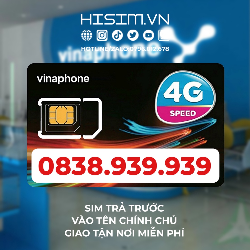 Sim Vinaphone TAXI VIP đầu số đẹp, đuôi thần tài. dãy số gáng phong thủy tốt 0838.939.939 vào tên chính chủ | HiSim.VN