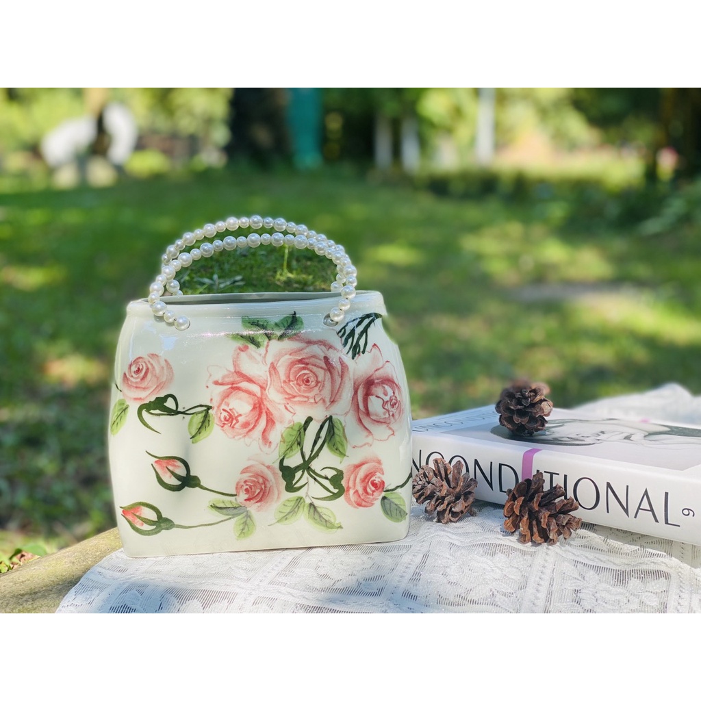 Bình Hoa Làn Cắm Hoa B13 Lọ Hoa Gốm Sứ Bát Tràng - Gốm Sứ NHÀ XINH