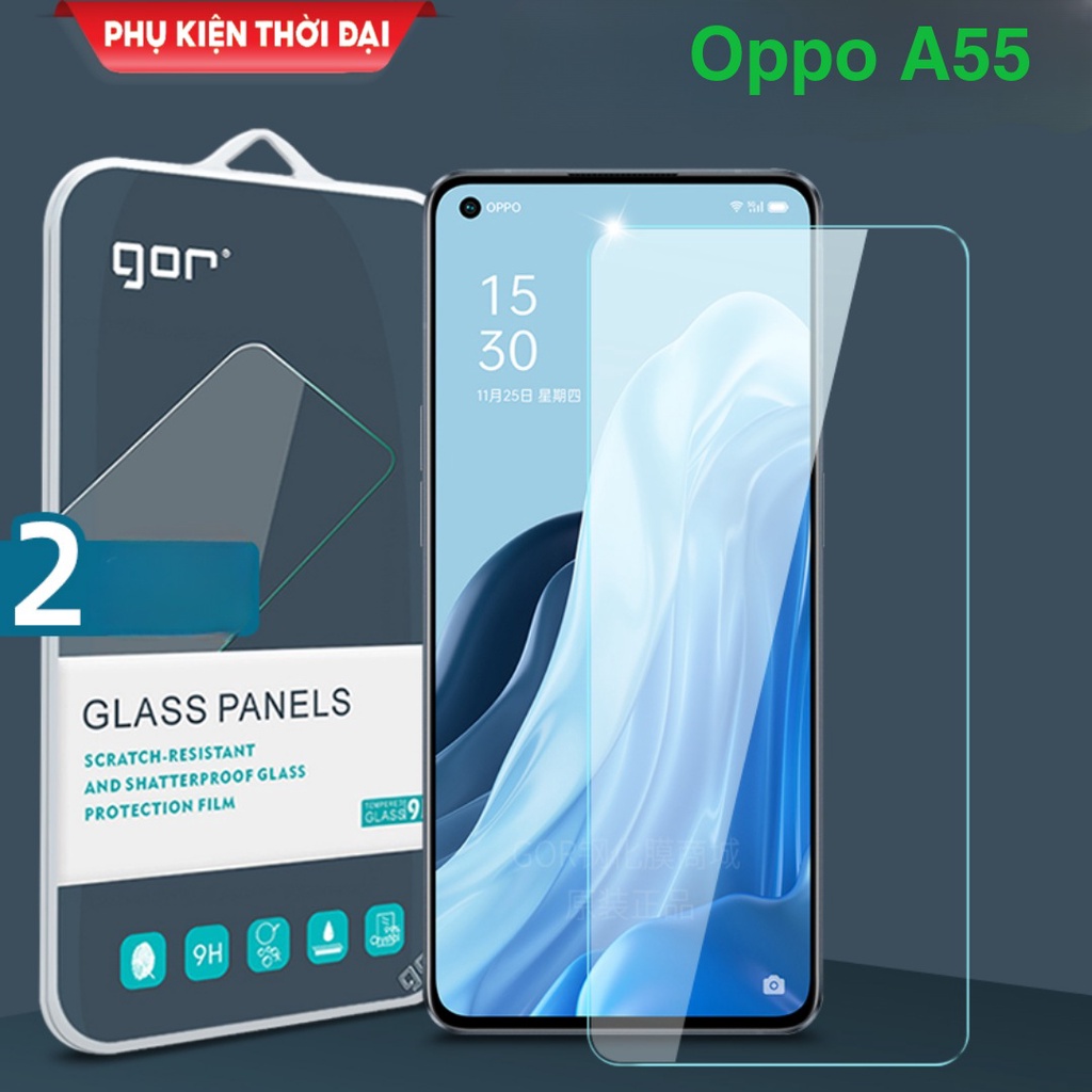 Cường lực Oppo A55 4G hiệu Gor trong suốt trơn mượt không full màn hình ( tặng keo mép )