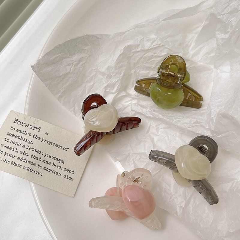 Kẹp Tóc Hình Trái Tim Hai Mặt Bằng Acrylic Dễ Thương Cho Nữ