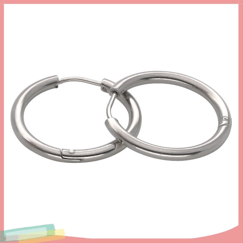 1 Đôi Khuyên Tai Tròn Chất Liệu Thép Không Gỉ Thời Trang