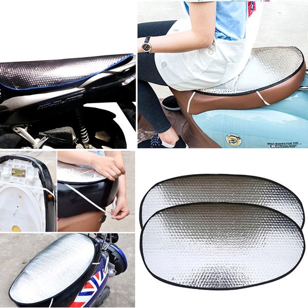 Tấm che yên xe máy, miếng đậy yên xe  chống nắng, chống mưa, chống bụi 2 lớp tráng bạc gấp gọn loại tốt tiện lợi