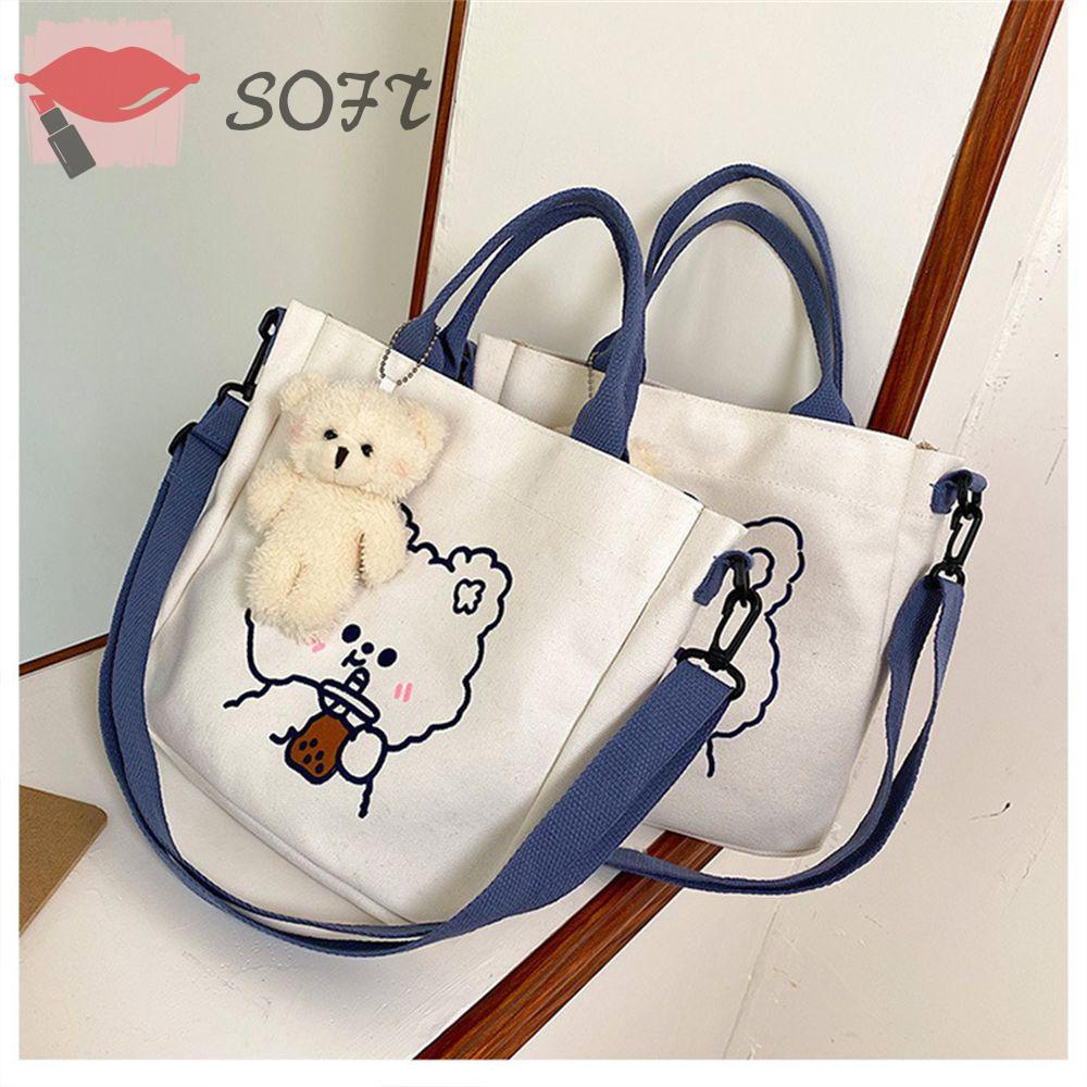 Túi Xách Mua Sắm Bằng Vải Canvas Mềm Mại Dễ Thương Dành Cho