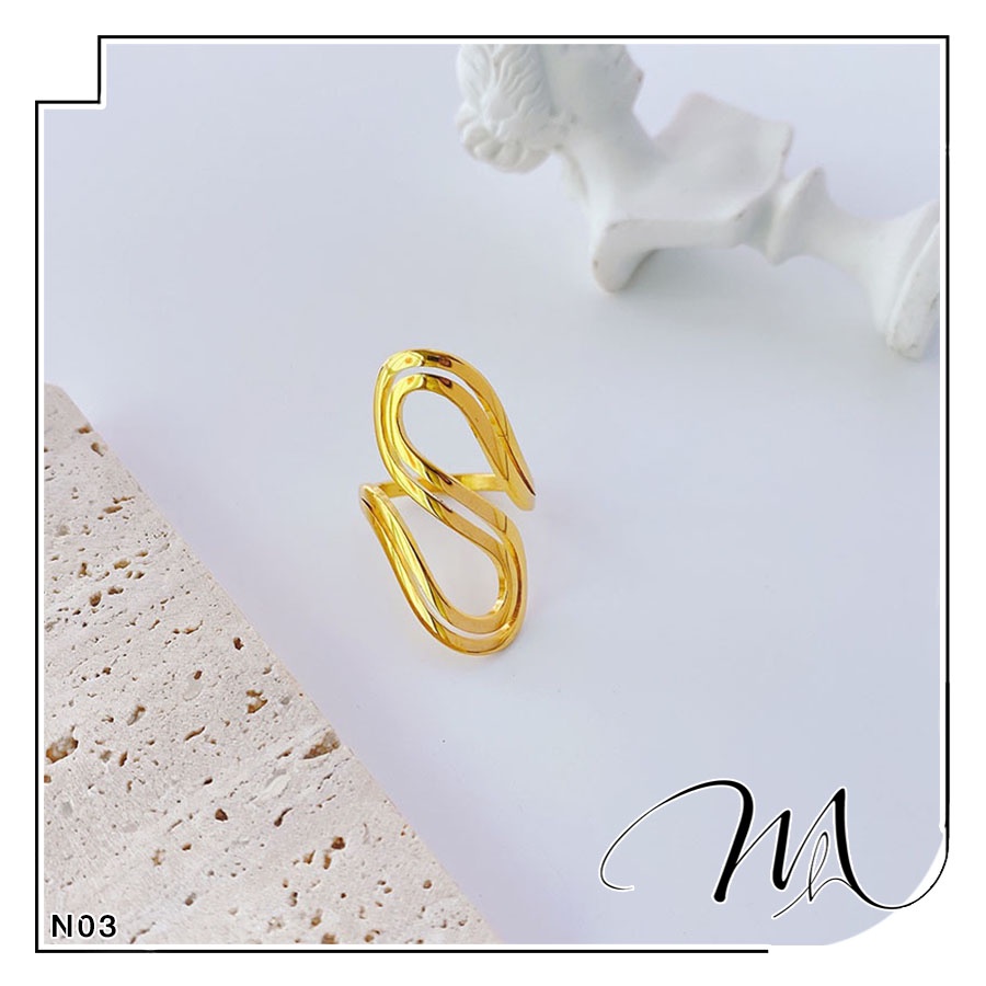 Nhẫn nữ Titan lượn sóng kép rỗng cá tính - Măng's House N03