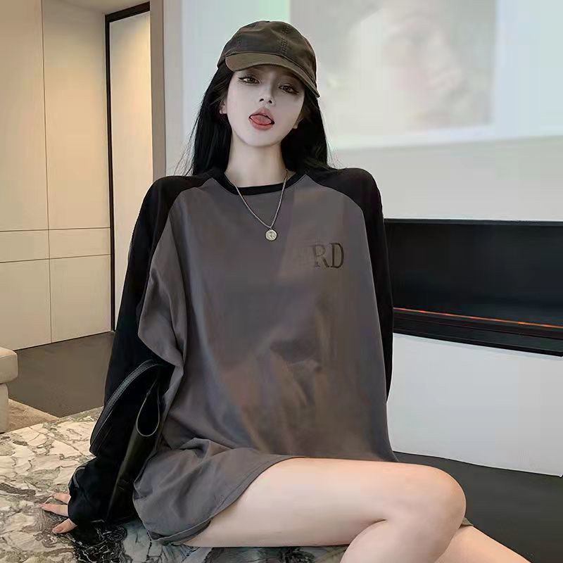 Áo thun IELGY tay dài dáng rộng plus size màu sắc thời trang phong cách Hàn Quốc cho nữ