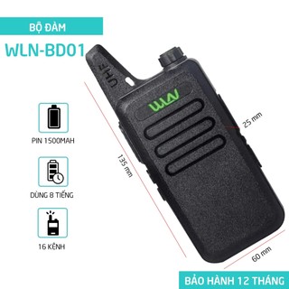 Bộ đàm mini WLN-BD01 âm thanh lớn sử dụng 16 kênh tần số