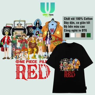 Áo thun one piece film red, áo phông one piece dáng rộng tay lỡ chất liệu cotton thoáng mát