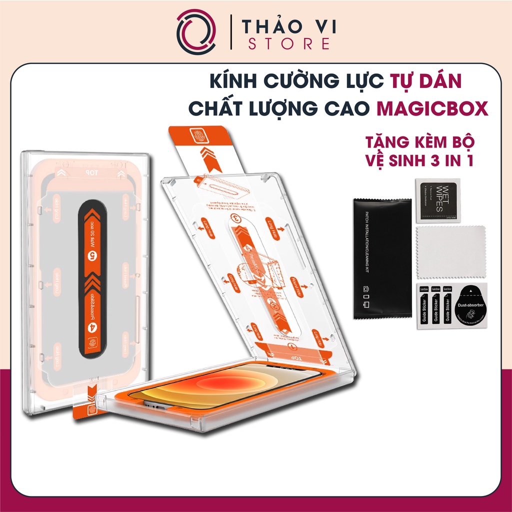 Kính Cường Lực Iphone Tự Dán MAGICBOX Trong Suốt Chính Hãng Siêu Cao Cấp
